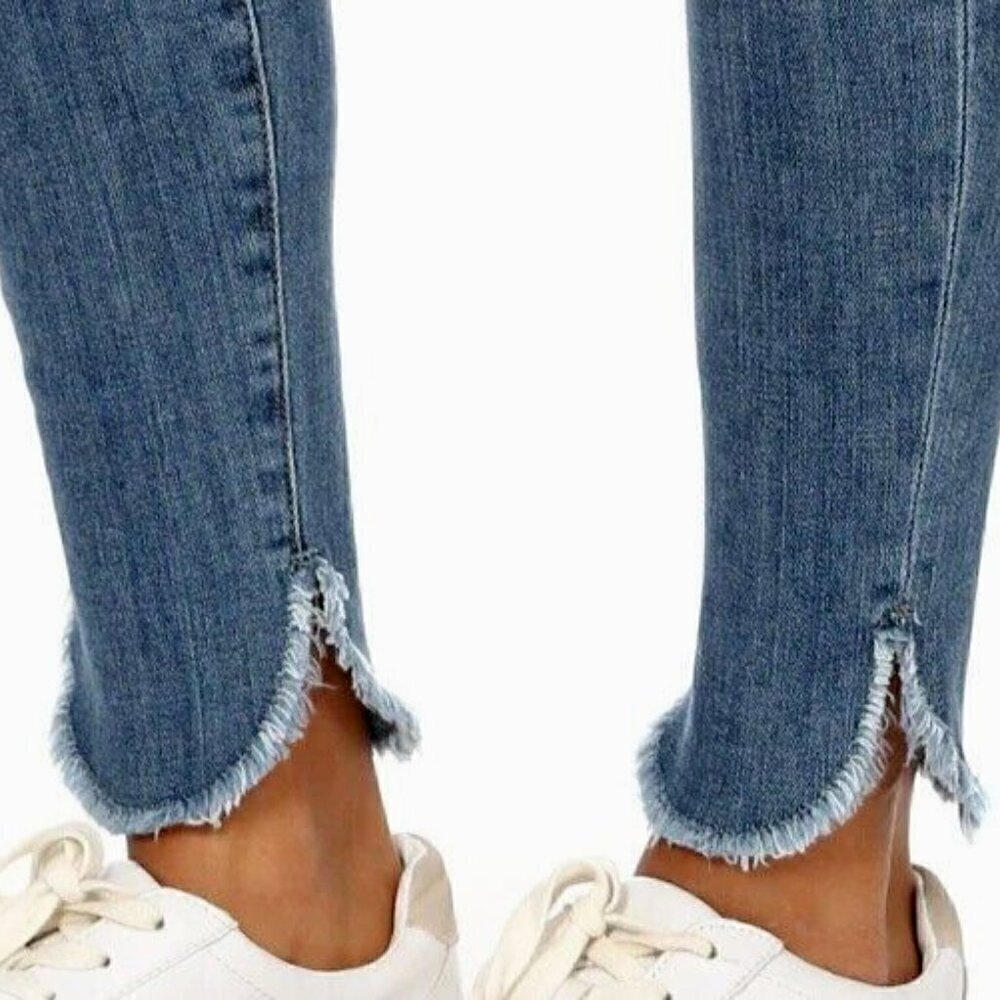 Frame Le Skinny de Jeanne Jeans Women Sz 29 31X29 Scooped Frayed Hem Distressed
